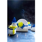 thumbnail Ensemble pot et sous-plat arc-ciel, couleur jaune fluo et bleu + sapin de Noël - Acrystal Prima